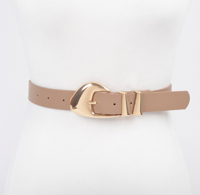 Tan Faux Leather Multi Metal Buckle Belt