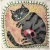 Small square art print -pregnant cat 