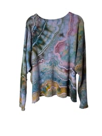 Image 3 of ♻️ UPCYCLED 4X PLUS Rib Knit Cardigan in Muted Geode Ice Dye