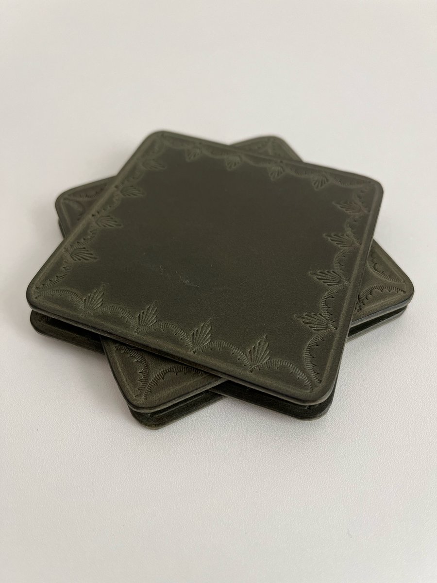 Image of Olive Stamped Coasters 