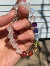 Image 5 of Rainbow Chakra Bracelet, Rainbow Gemstone Adjustable Bracelet, Rainbow Crystal Bracelet