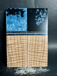 Image 2 of Layered Micarta & Curly Maple Segmented Knife Scales