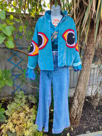 Image 8 of Wanderlust - Velvet evil eye protection jacket - Turquoise 6-12 uk