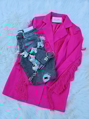 Image of Becky Fringe Satin Jacket 