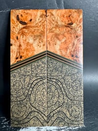 Image 2 of Box Elder Burl & Brown TOPO Grip-Tec Segmented Knife Scales