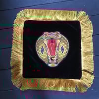 Image 8 of Cobra Head Snake Patch Black Velvet Cushion Cover