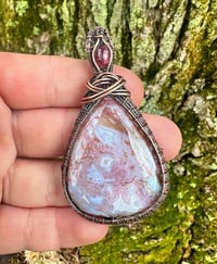 Image 1 of Pink Moss Agate and Watermelon Tourmaline Wrapped in Copper