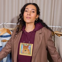 Image 4 of Unisex eco raglan hoodie with Clever Fox