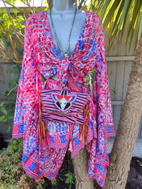 Image 2 of Pefkos co ord sarong set red and blue