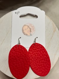Image 2 of Red Leather Effect Oval