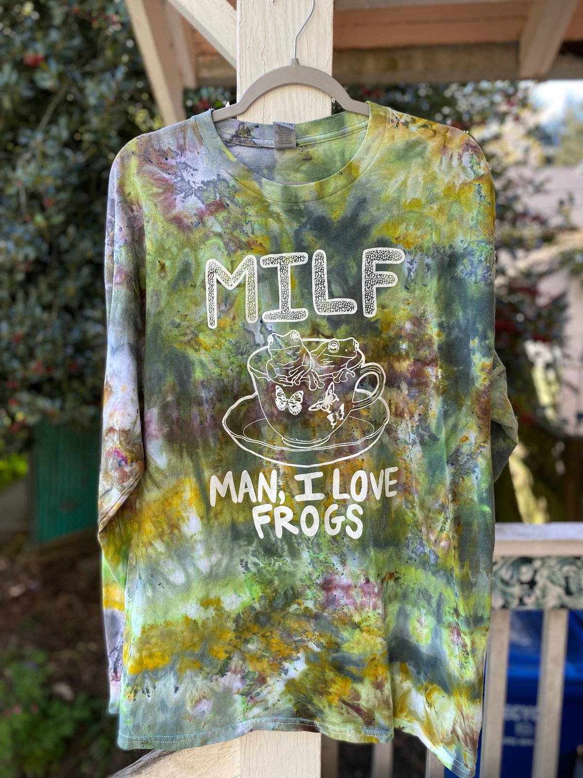 Image of XL MILF Man I Love Frogs Long Sleeve Tie Dye Shirt 2