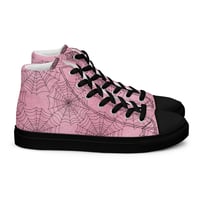 Image 5 of Pink & Black Spiderwebs Goth/Punk/Kawaii/Pastel Women’s high top canvas shoes