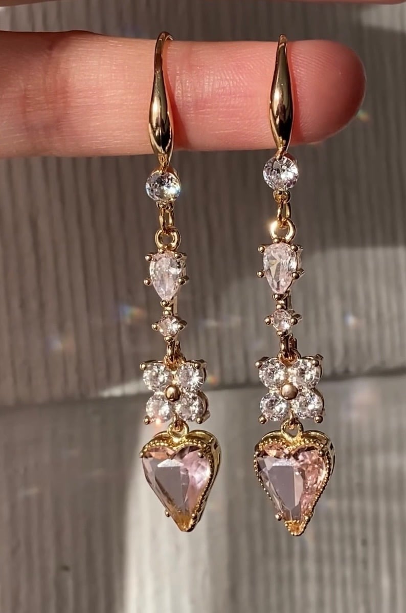 Image of ✨✨❤️Midnight Sparkles✨✨❤️ Pink Dangling Earrings