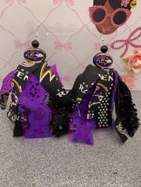 Purple Team Black Tassel Earrings