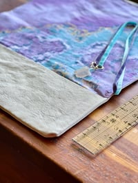 Image 4 of Handmade Canvas Brush Holder Amethyst Geode Print with Lemurian Crystals