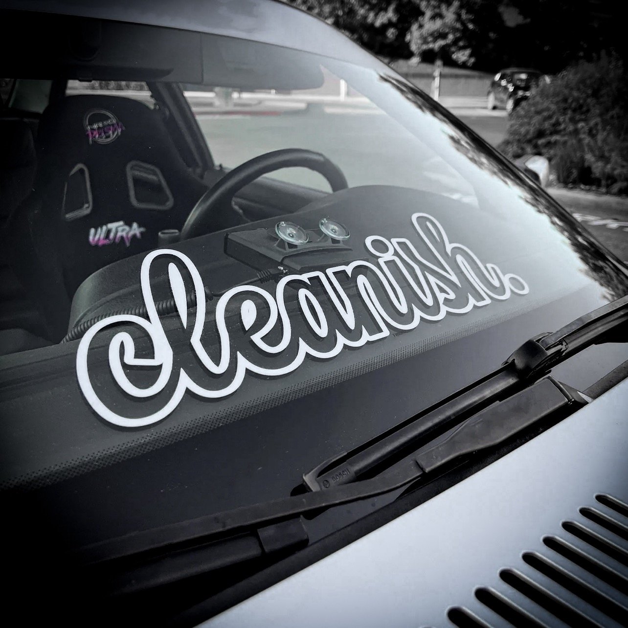 Cleanish windshield decal