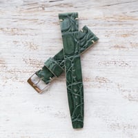 Image 3 of 20mm Two Stitch Crocodile Strap In Green