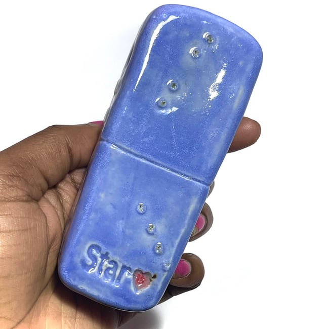 Cool Blue Ceramic Phone Pipe