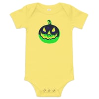 Image 3 of Baby Short Sleeve Onesie - Jack O Lantern Vintage Green-Black