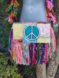 Image 2 of FRILL body cross Sari bag with ruffle -large detachable strap- Peace