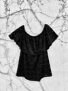 BLACK VELVET LACE RUFFLE TOP