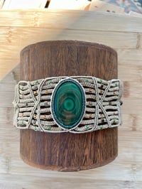 Image 2 of Malachite Macrame Cuff Bracelet