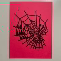 Image 5 of Skull Web Linocut Prints 