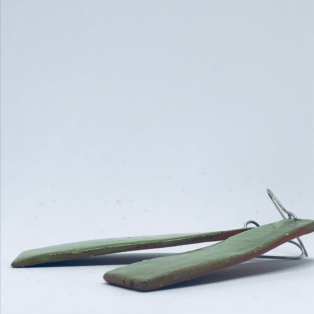 Image of Long Green Ceramic Earrings