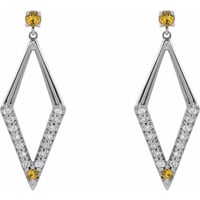 Image 1 of  Platinum Diamond & Sapphire Geometric Earrings