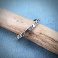Image 3 of ‘Echo’ hand stamped Sterling Silver Stacking Ring - sunburst pattern