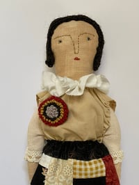 Image 1 of Grace - Folk doll with patchwork skirt and brooch 