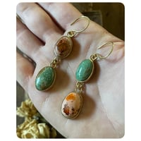 Image 3 of Cantera Opal and Variscite Solid Brass Earrings