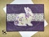 Custom Quilted Vintage Keepsake Postcard- Vintage Handkerchief Easter Bunny With Vintage Lace