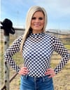 Black/White Checkered Mesh Top
