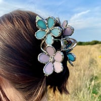 Image 4 of Mauve & Blue Claw Hair Clip