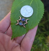 Image 2 of Electroformed Triple Moon kyanite stud earrings 02