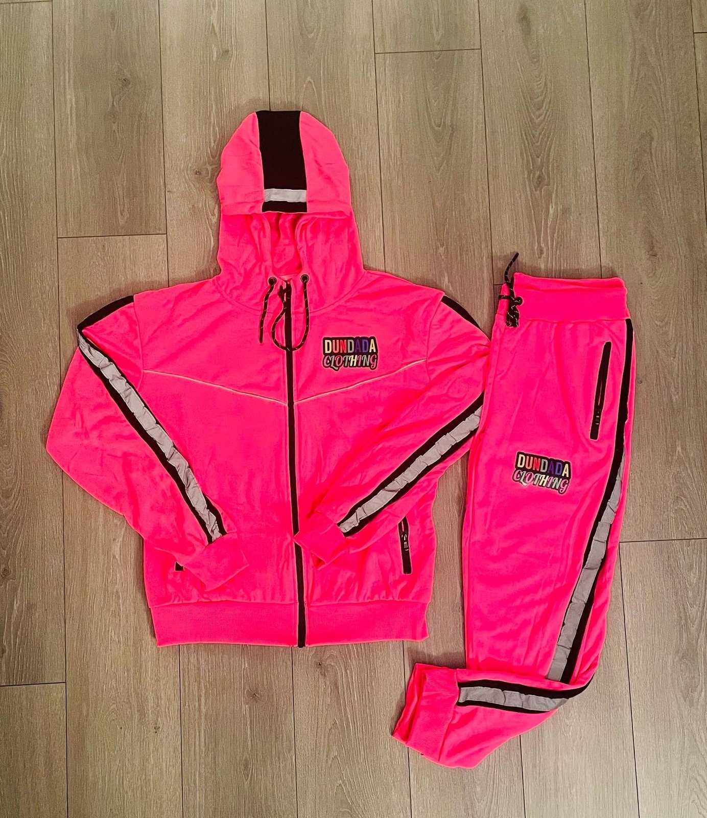 Ladies Pink Reflective Tracksuit | DUNDADA™ Clothing