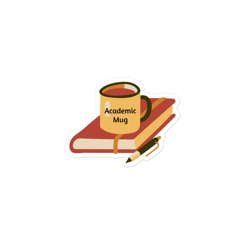 Image of Academic Mug Sticker - Mug and Notebook