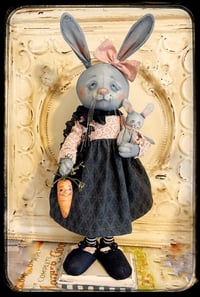 Image 1 of Beth Ann Bunny Doll Rabbit folk art fabric 