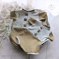 Image 1 of Photoshoot romper - Noah - camel and beige (NB or 9-12 months)