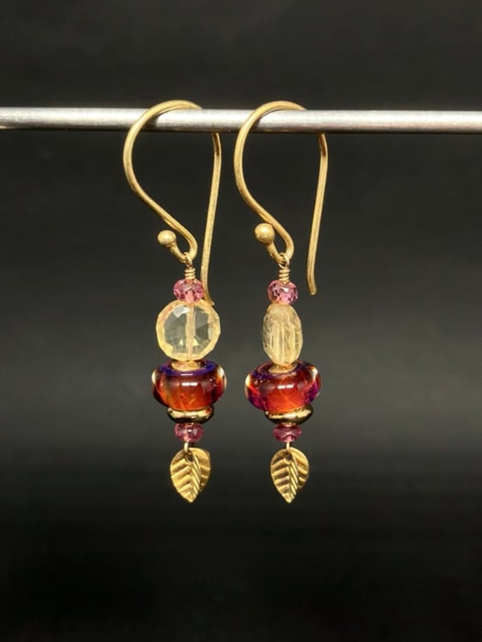 Citrine Leaf Earrings  Image 2