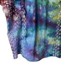 Image 9 of ♻️ UPCYCLED XXL Eyelet Pinafore Top in Earthy Rainbow Watercolor Ice Dye