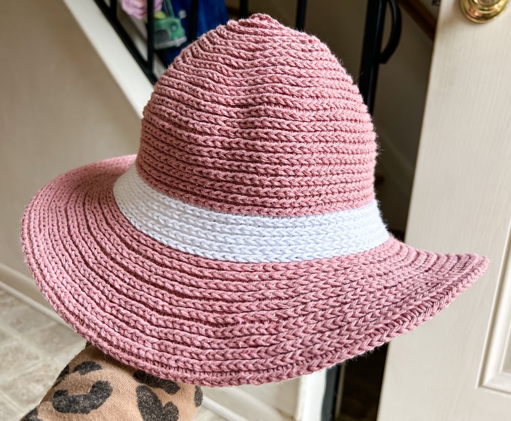 Image of Daisy Mae Sunhat - Rose with White Stripe