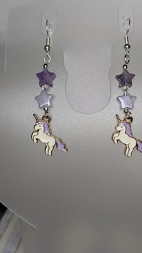 Image 2 of Starry Unicorn Dangle Earrings 