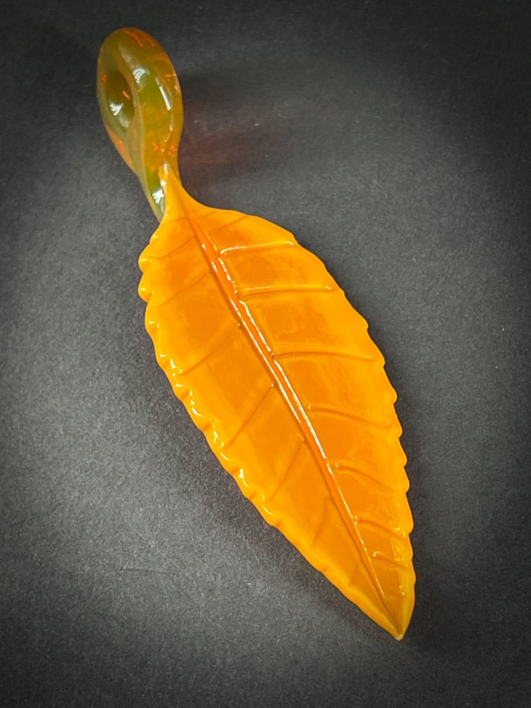 Image of Orange Sunburst Leaf Pendant