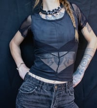 Image 3 of Tyra Sleeve Top, black mesh 