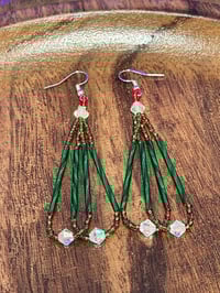Green bugle earrings