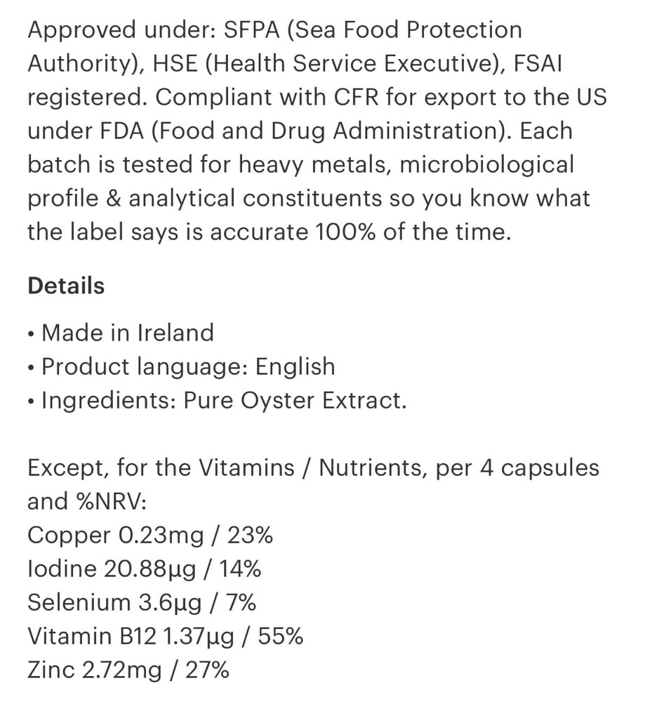 Image of Irish Oyster Extract ~ Bioavailable ~ Natural ~ Ancestral 