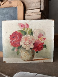 Image 2 of Charmante petite peinture à l'huile bouquet de roses 