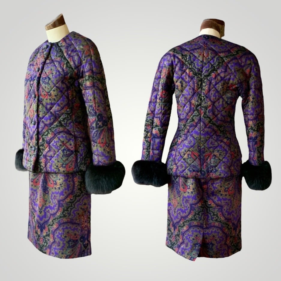 Gloria Sachs Quilted Paisley Suit Medium